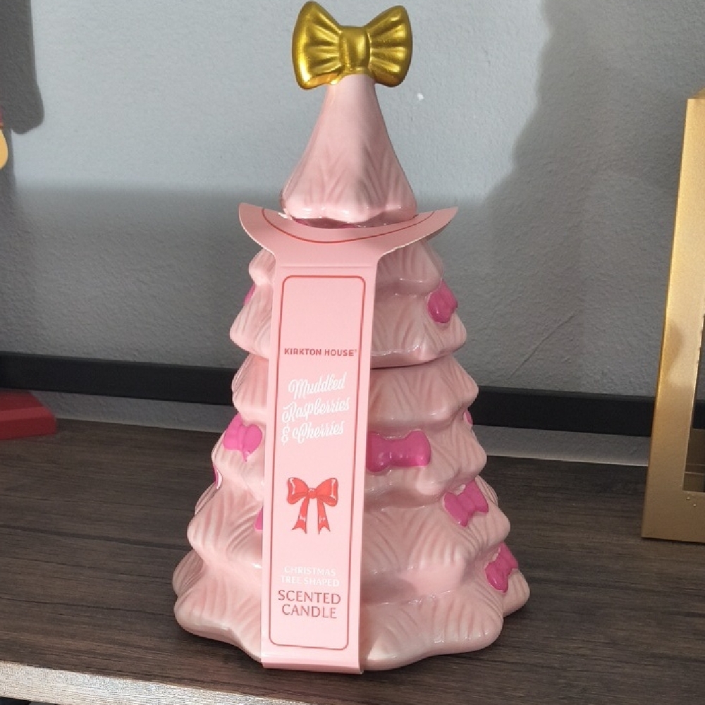 Kirkton House Pink Ceramic Christmas Tree Candle